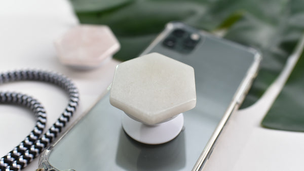 Getta' Grip - White Quartz Crystal Phone Grip